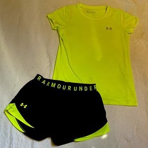 SMALL Under Armor, Sports, Work Out Set, Neon Yellow
